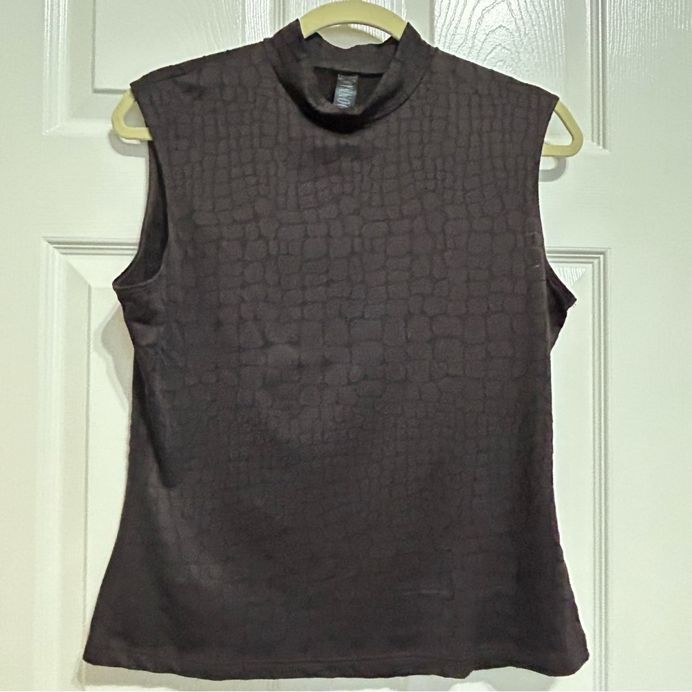 Sleeveless Brown Textured Top